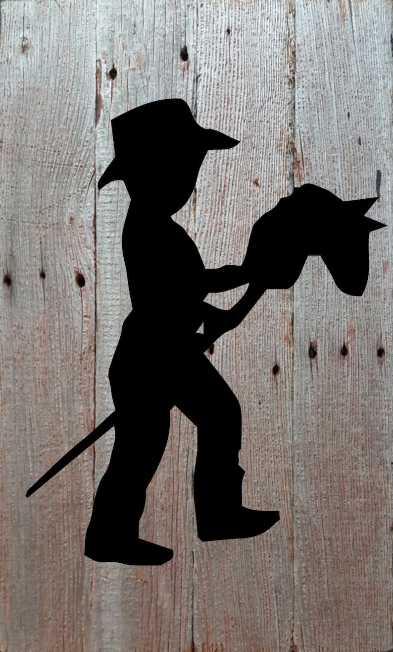 Little Cowboy Silhouette on Reclaimed Barn Wood Wall Art | Etsy