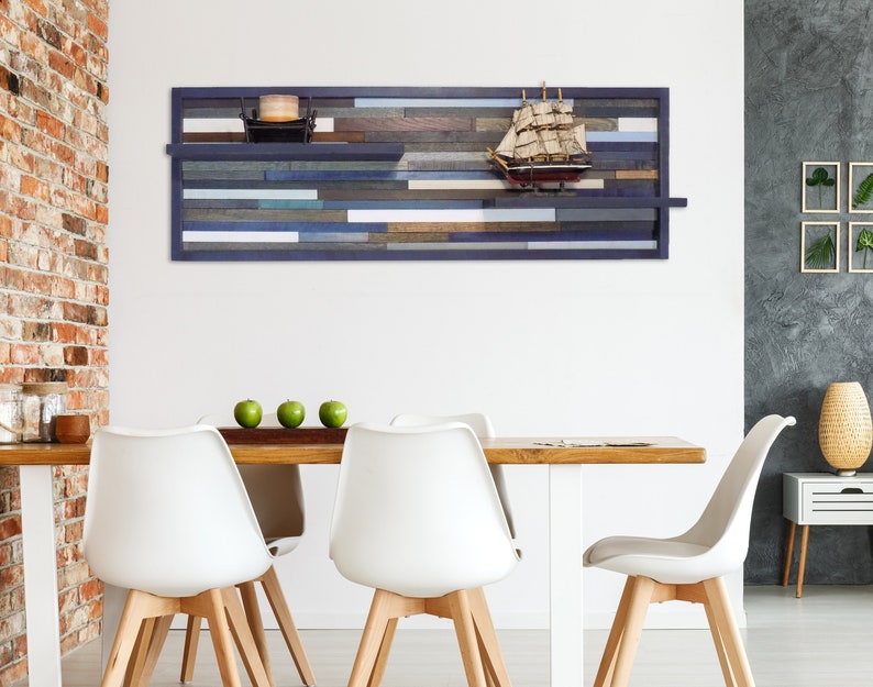 Large Reclaimed Wood Wall Art with shelves Etsy