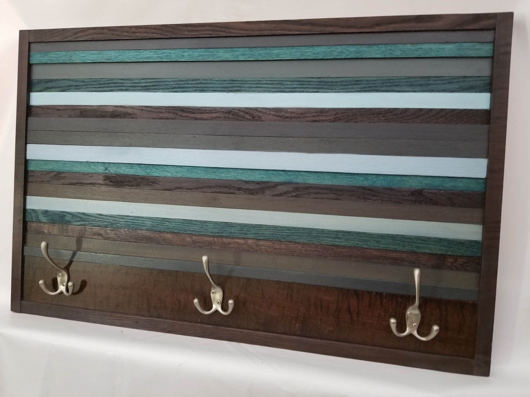 Turquoise Coat Rack Reclaimed Wood Coat Rack: Teal Turquoise Geometric Wall Art - Etsy