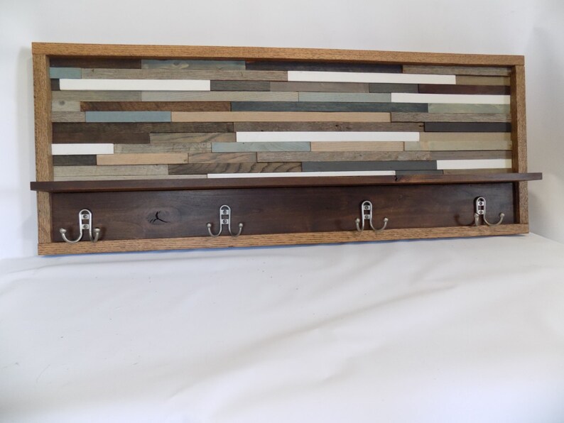 Large Reclaimed Wood Coat Rack With Shelf Wood Wall Art Etsy