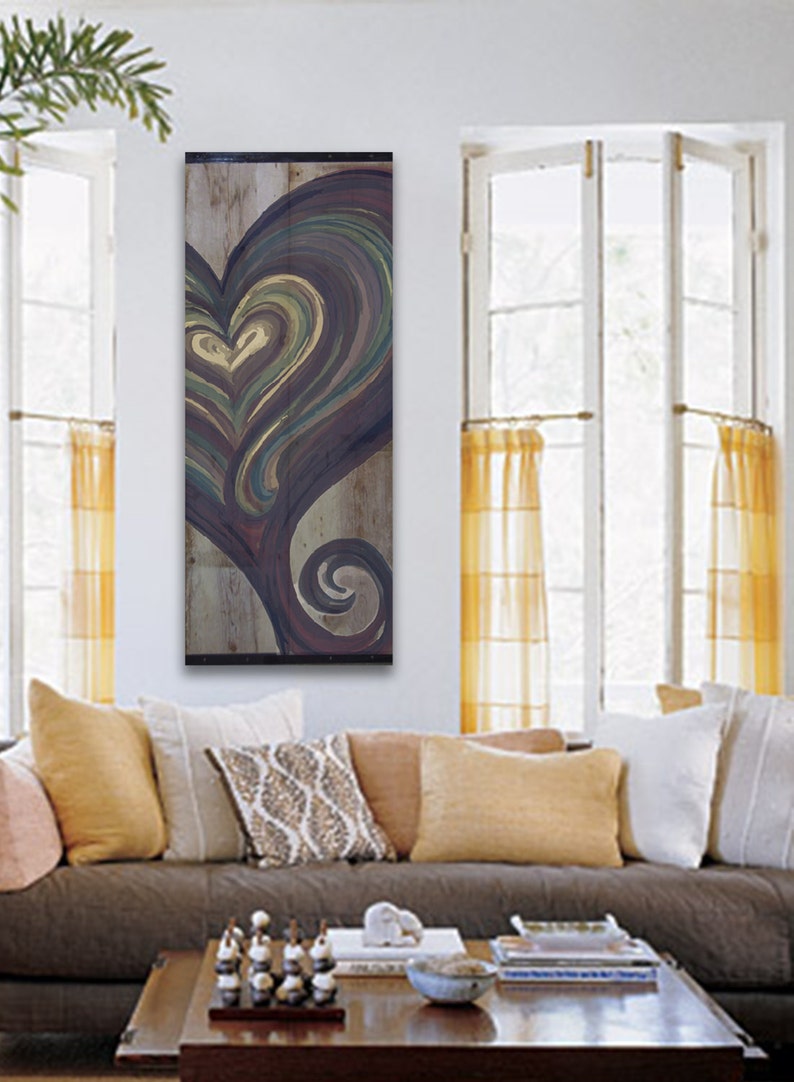 Painted Home Decor Swirled Heart Reclaimed Wood Wall Art Etsy