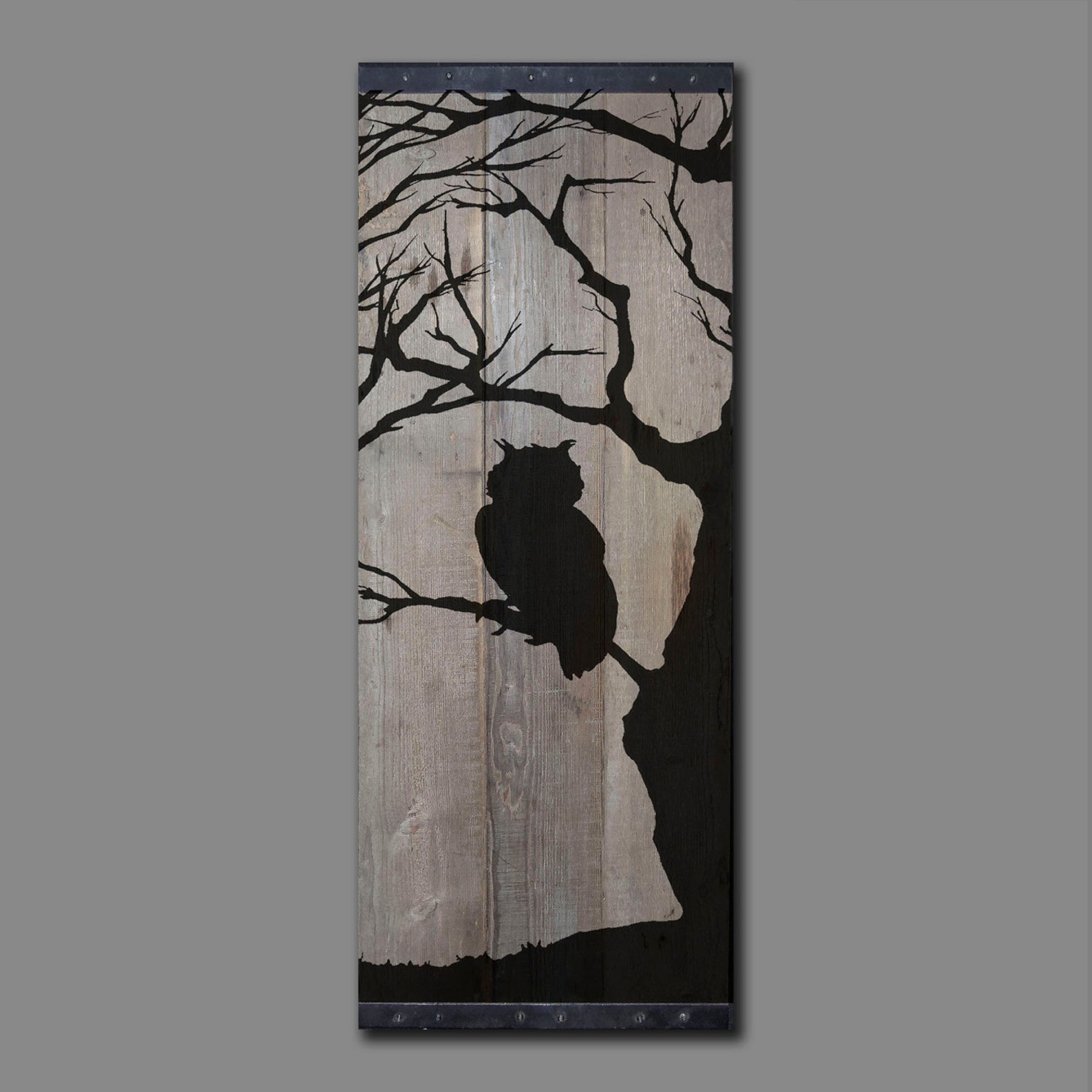 Reclaimed Barn Wood Wall Art Owl Silhouette In Bare Tree Etsy Reclaimed barn wood wall art owl silhouette in bare tree etsy
