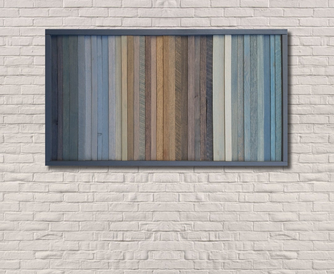 Reclaimed Wood Wall Art: Geometric Blue Fade, Rustic Modern Decor - Etsy