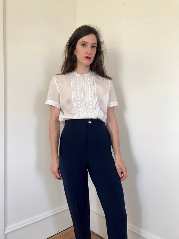 1950s Cotton Eyelet Sheer Top Size Medium