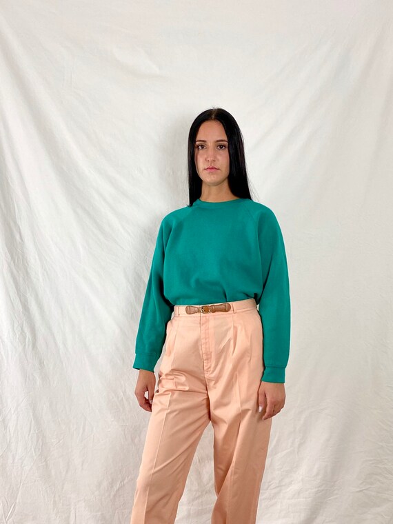 Teal Tultex Raglan Crewneck Sweatshirt