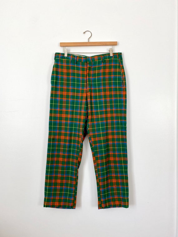 Green Plaid Wool Trouser