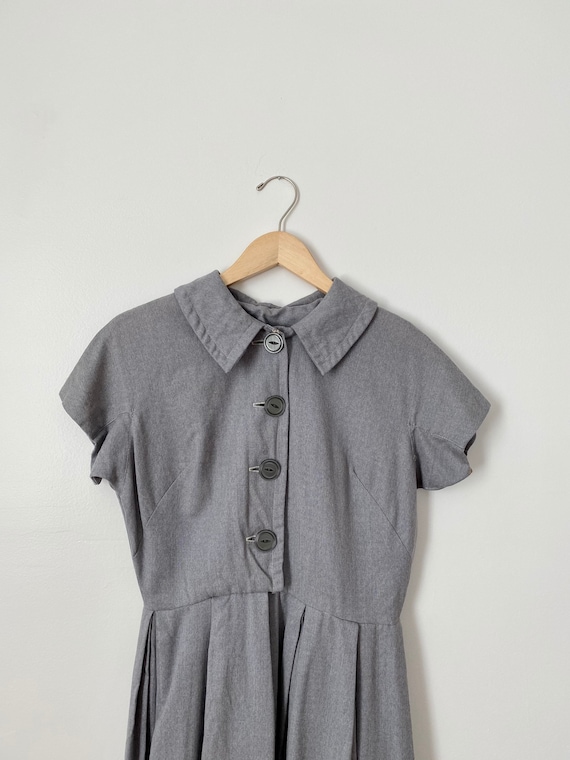 1950s Gray Wool Shirtdress