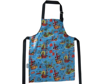 Kids Apron Boy Pirates Pinny Waterproof Laminated Cotton