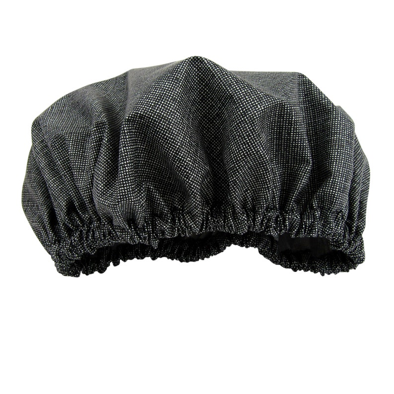 Black Shower Cap adult size washable laminated cotton image 6