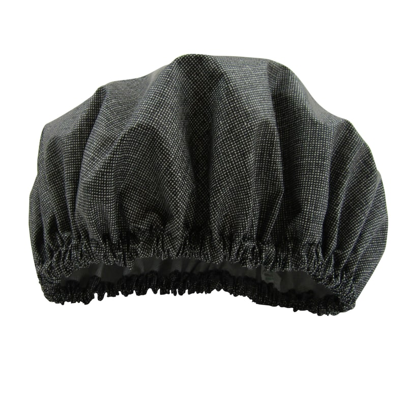 Black Shower Cap adult size washable laminated cotton image 1
