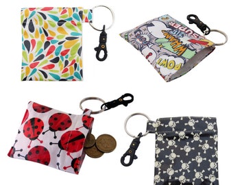 Keyring Coin Pouch Waterproof Earphone holder Laminated Cotton