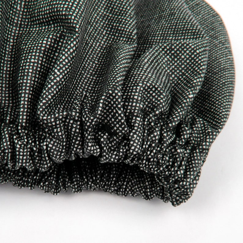 Black Shower Cap adult size washable laminated cotton image 4
