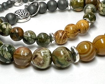 Irish Celtic Bracelet - Cliffs of Moher Bracelet - Ireland Travel Jewelry - Optional Shamrock/Clover Charm