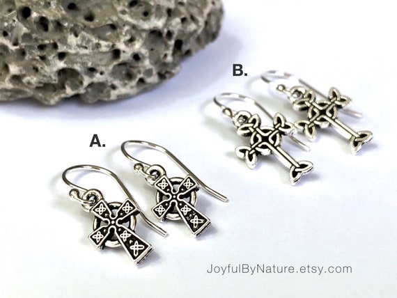 celtic cross earrings sterling silver