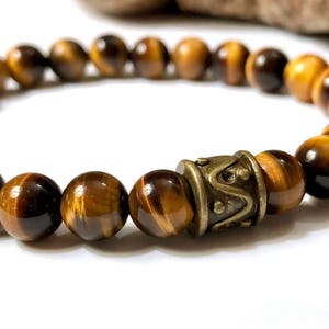 Men’s Tiger Eye Bracelet, 4 styles – Onyx Bracelet - Bold Stone Cross Bracelet - Earthy Brown Stone Bracelet