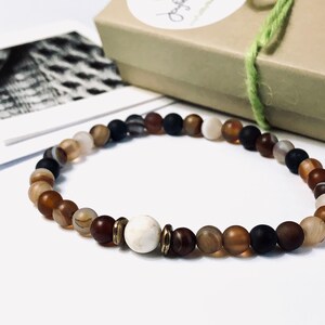 Coffee Agate Bracelet for Men/Women Couples Bracelet Set 6mm or 8mm Beads Brown Stone Bracelet image 7