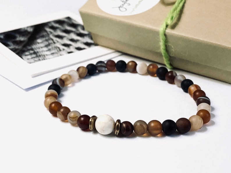 Coffee Agate Bracelet for Men/Women Couples Bracelet Set 6mm or 8mm Beads Brown Stone Bracelet image 7