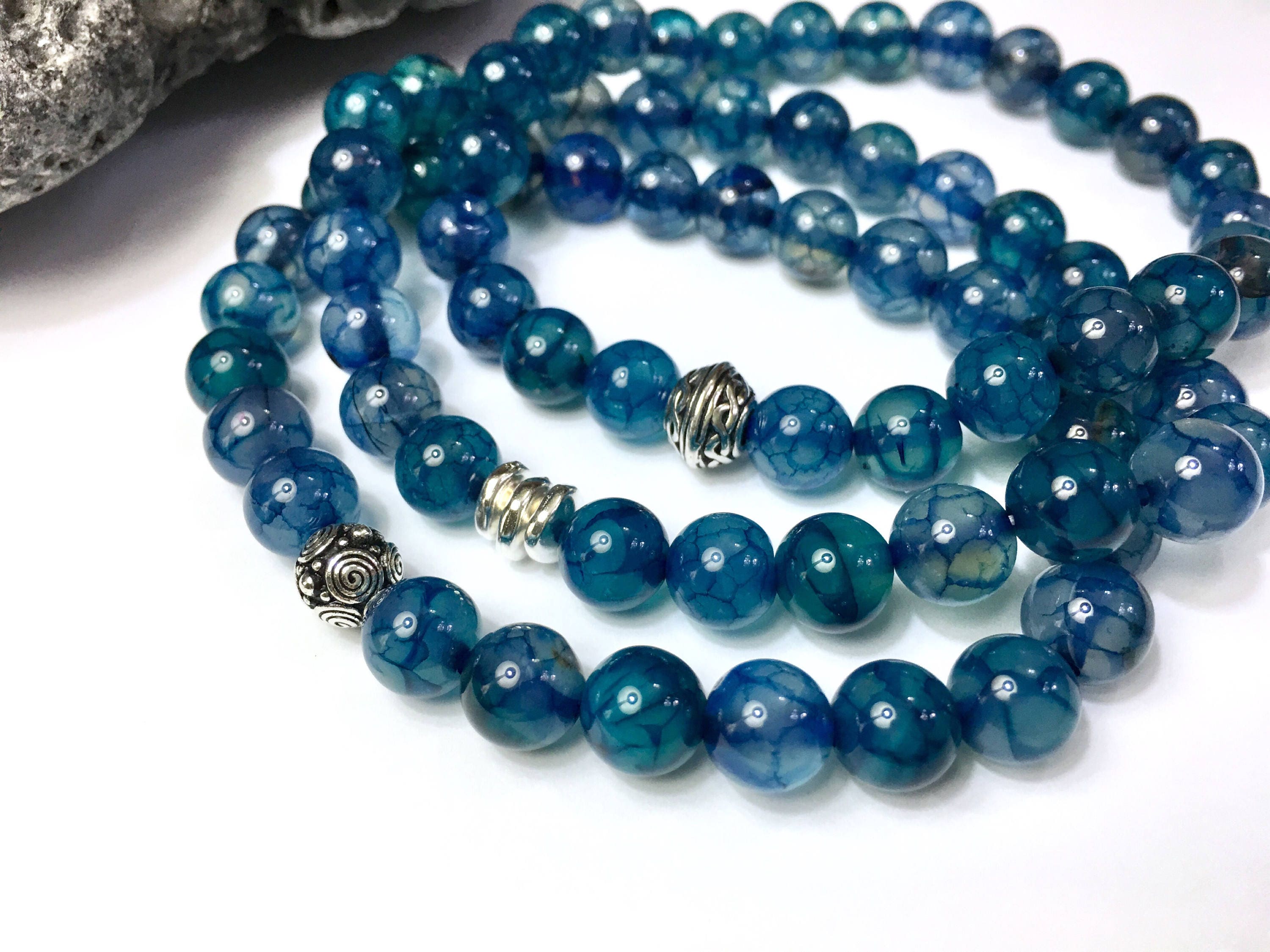 Men's or Women's Blue Stone Bracelet 3 Styles Etsy