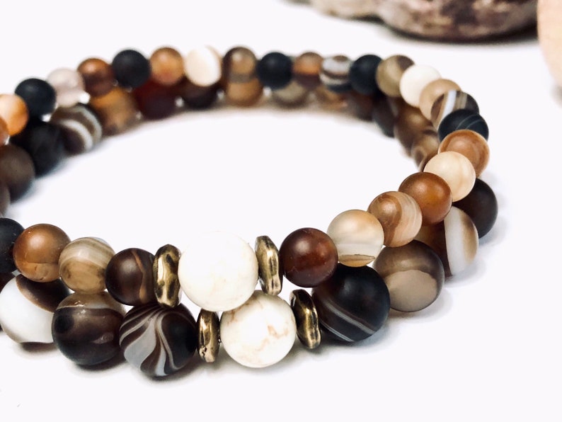 Coffee Agate Bracelet for Men/Women Couples Bracelet Set 6mm or 8mm Beads Brown Stone Bracelet image 10