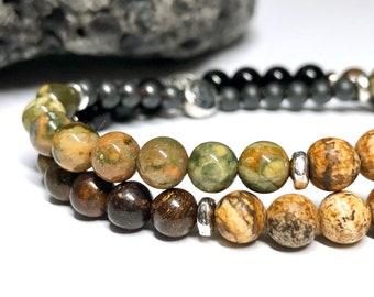 Irish Stone Beaded Bracelet - Cliffs of Moher, Guinness Stout