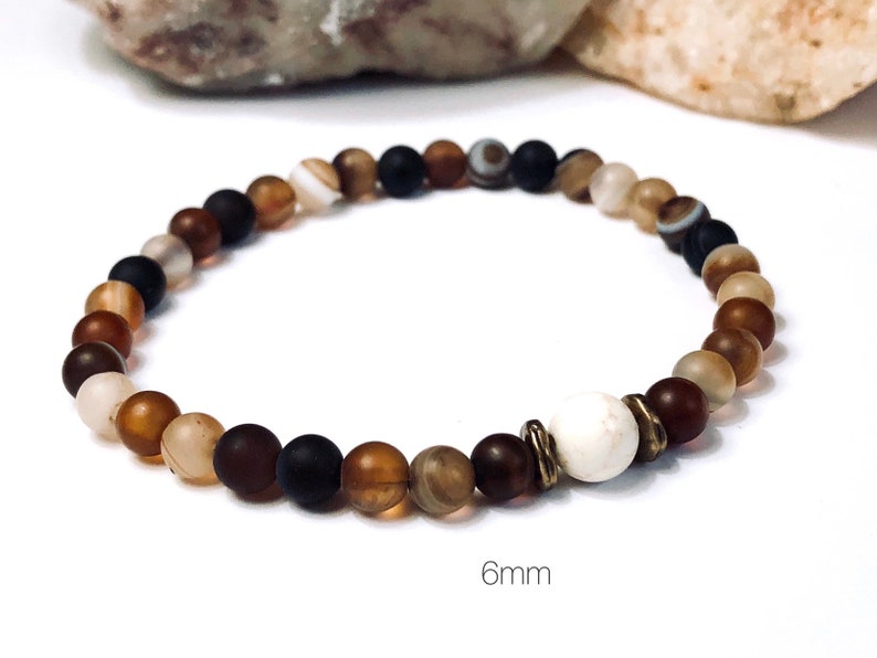 Coffee Agate Bracelet for Men/Women Couples Bracelet Set 6mm or 8mm Beads Brown Stone Bracelet image 4