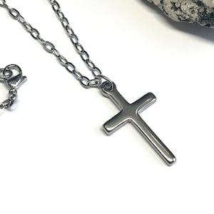Stainless Steel Cross Necklace for Men/Women - Custom Length - Bold Christian/Spiritual Jewelry