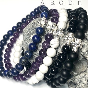Sterling Silver Cross Bracelet Slim Spiritual Bracelet Customize with Amethyst, Lapis Lazuli, Jade, Onyx & More image 4
