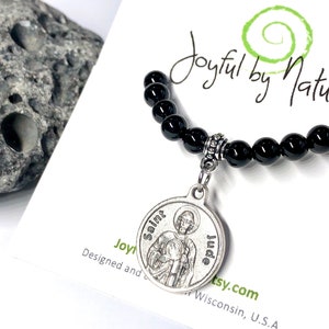 Saint Jude Bracelet - Hope/Renewal Bracelet - Catholic Spiritual Jewelry - Lapis, Onyx, Amethyst, Jade, Jasper Gemstone