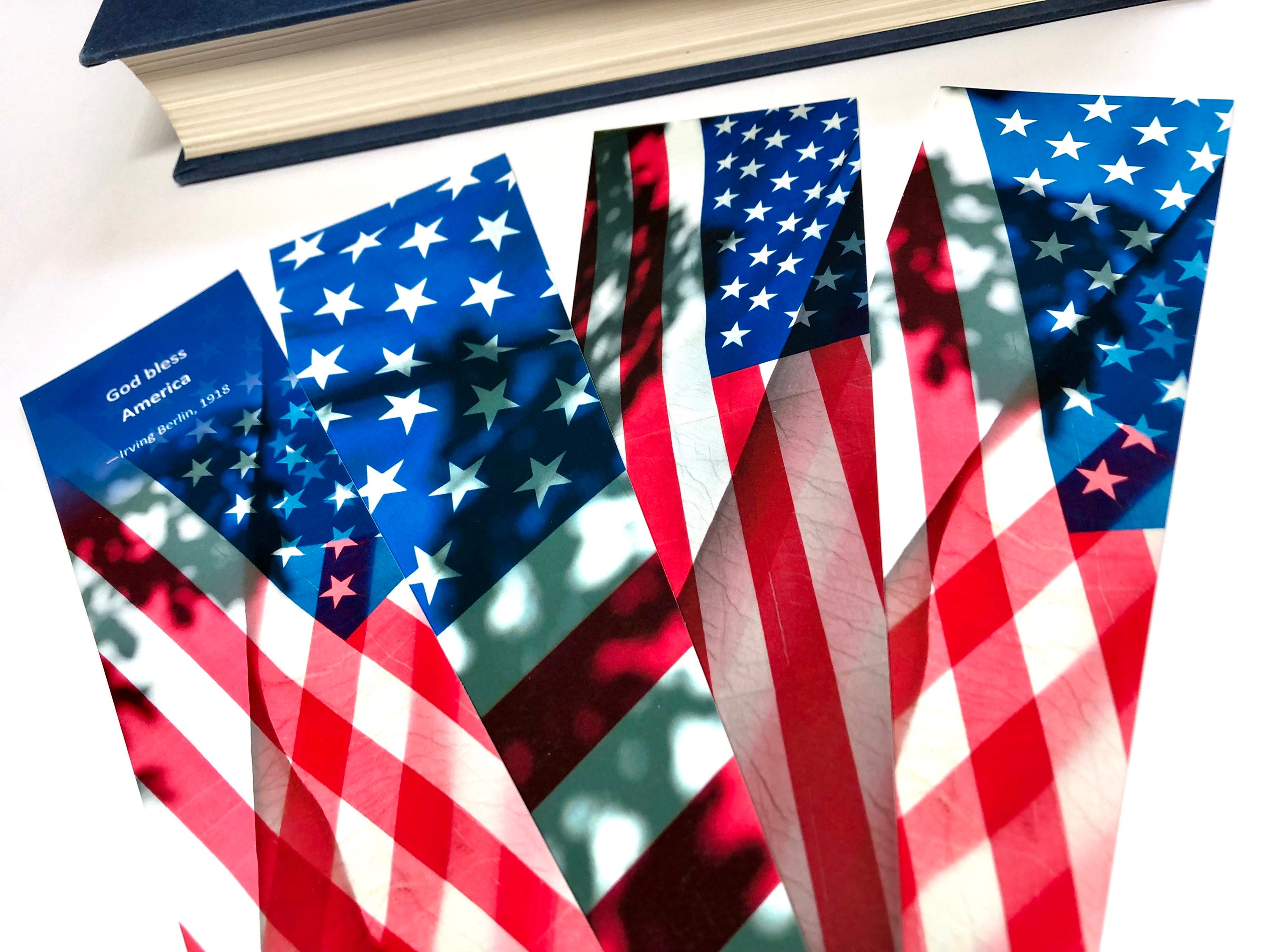 American Flag Bookmark Set of 4 Red White Blue Bookmark in | Etsy