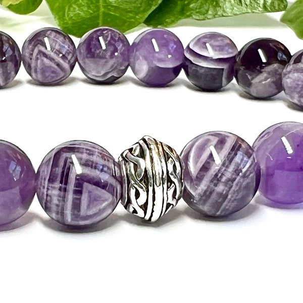 Irish/Celtic Amethyst Bracelet, Men/Women - February Birthstone - Healing Gemstone Bracelet - Sixth Anniversary