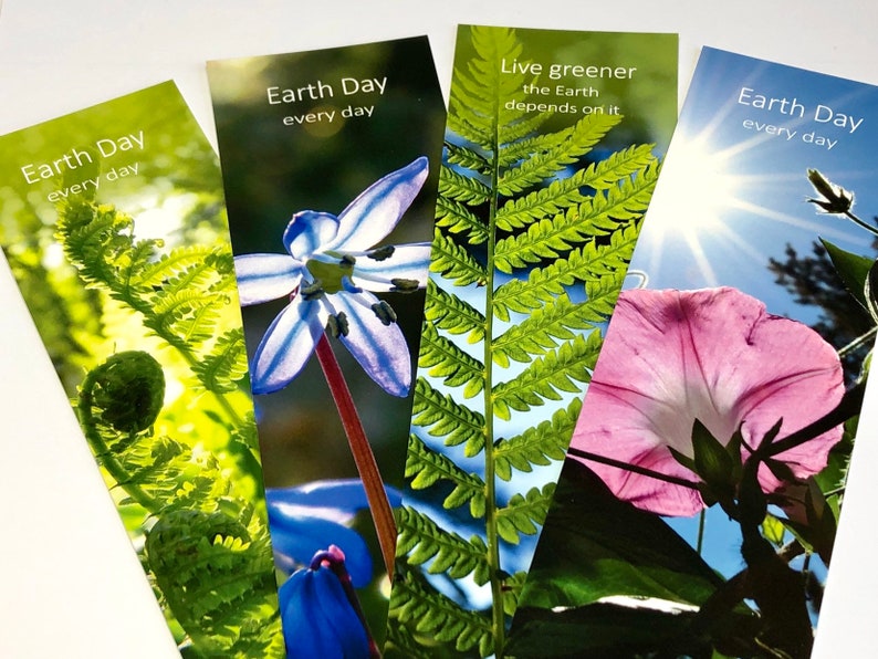 Earth Day Bookmark Set of 4 Environmental Bookmark for Etsy