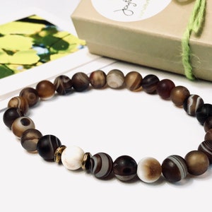 Coffee Agate Bracelet for Men/Women Couples Bracelet Set 6mm or 8mm Beads Brown Stone Bracelet image 8