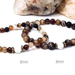 Coffee Agate Bracelet for Men/Women Couples Bracelet Set 6mm or 8mm Beads Brown Stone Bracelet image 2