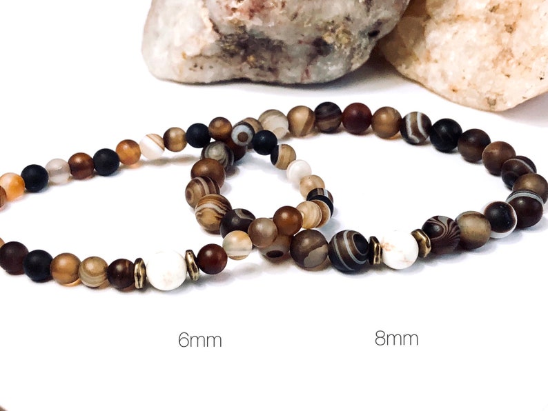 Coffee Agate Bracelet for Men/Women Couples Bracelet Set 6mm or 8mm Beads Brown Stone Bracelet image 2