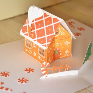Christmas House Pop Up Card, Digital Download, Paper Craft, Xmas Pop Up card, Holiday Card, Christmas Postcard, Gingerbread House