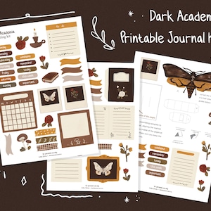 Dark Academia Printable Journal / Planner Kit, 3D, Pop Up, Bullet Journal, Bujo, Stickers, Printable Stationery, Cottagecore, Ephemera