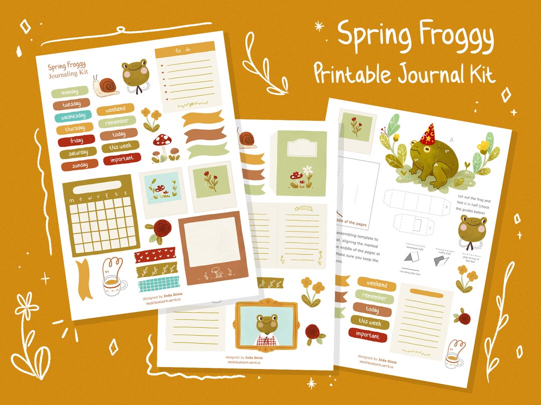 Froggy Printable Journaling Set / Planner Kit, 3D, Pop Up, Bullet ...
