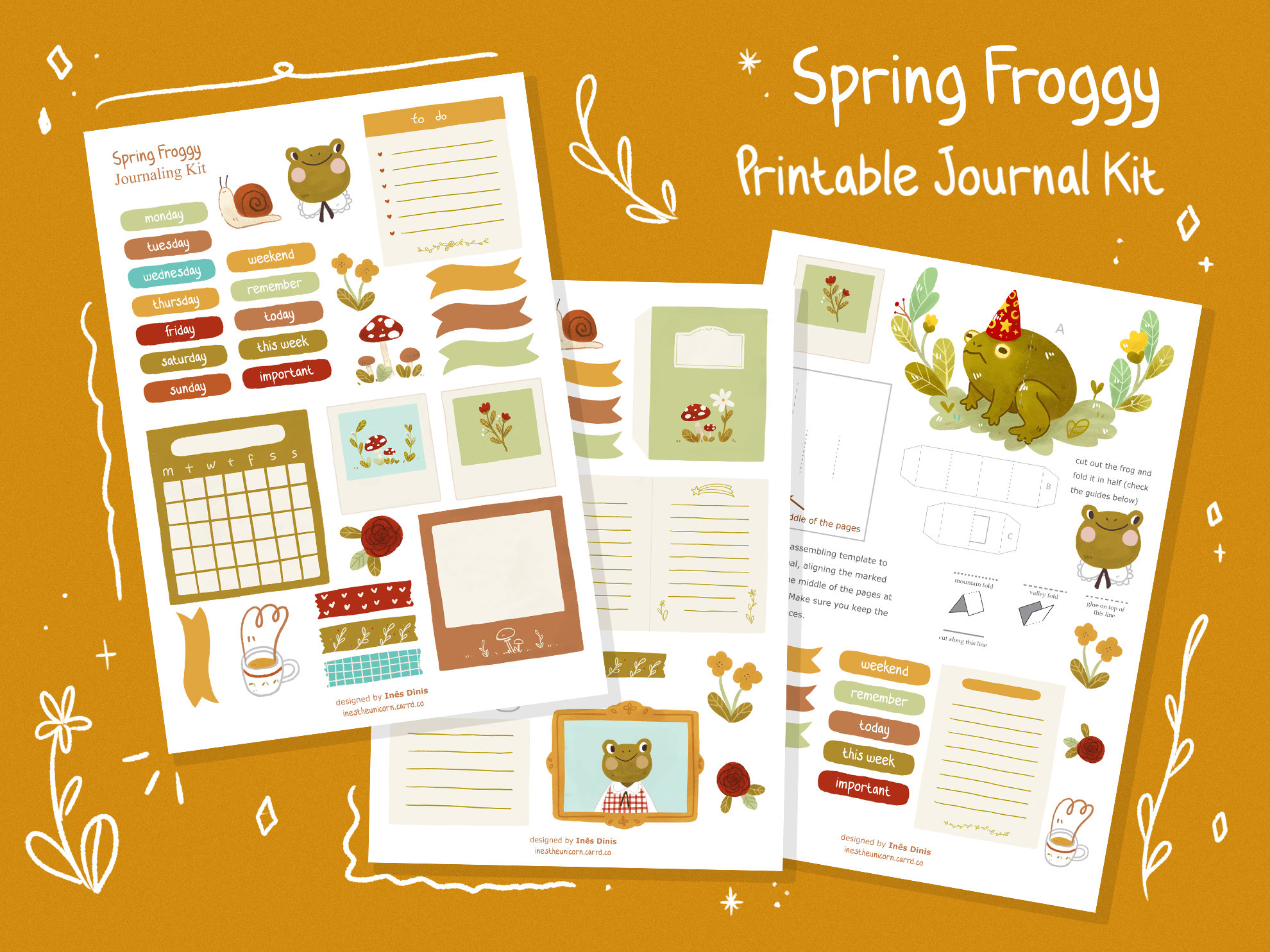 Froggy Printable Journaling Set / Planner Kit, 3D, Pop Up, Bullet Journal,  Stationery Paper, Printable Stationery, Scrapbook Paper 