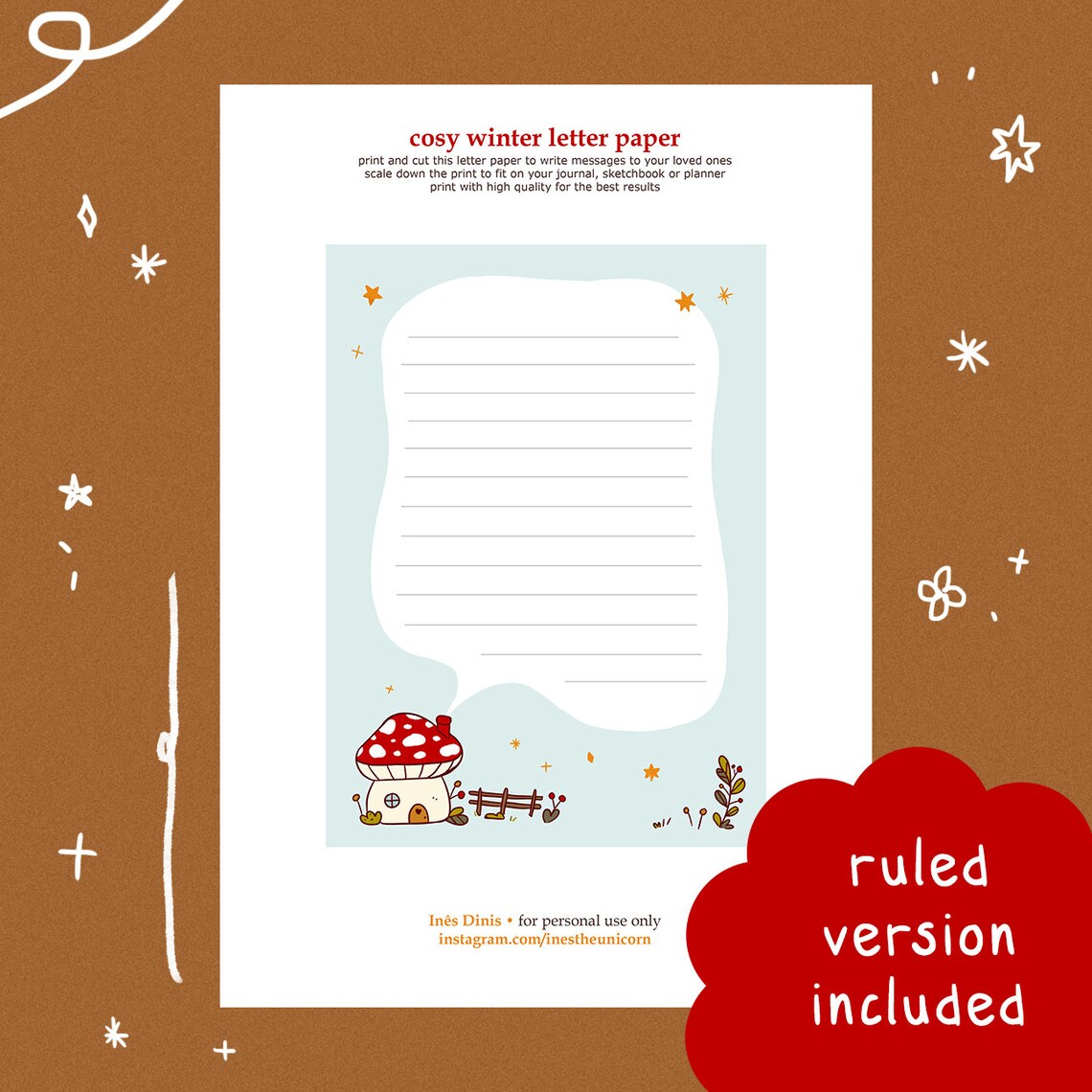 Cosy Printable Letter Writing Set Stationery Paper Printable - Etsy