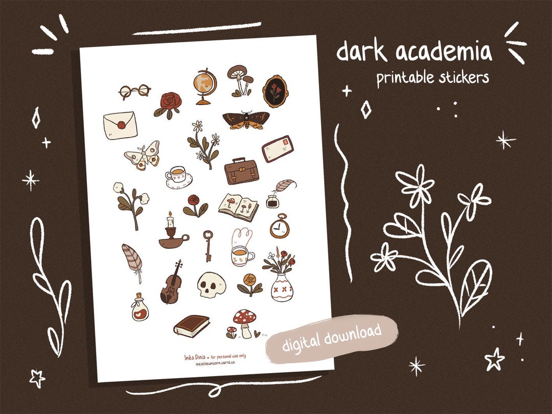 Dark Academia Sticker Sheet Dark Academia Journal Sticker -  Hong Kong