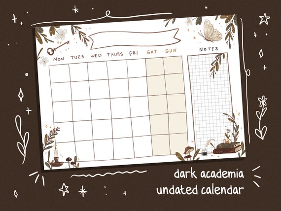 Sticker Sheet Dark Academia Journal Stickers, Calendar, Planner
