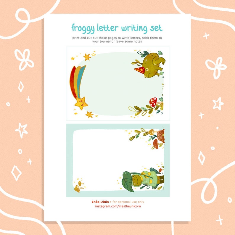Froggy Letter Writing Set, Digital Download, Stationery Paper ...