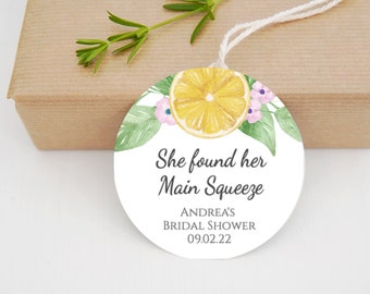 Editable She Found Her Main Squeeze Bridal Shower Favor Tags, Lemon ...