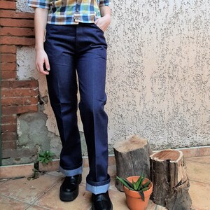 Vintage French New Old Stock Chore pants, jeans, painters pants, size XS, made in France, deadstock workwear afbeelding 3