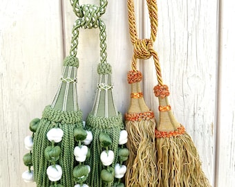 Sujetador de cortina francés vintage, con borla, pasamanería de los años 80, pieza única.