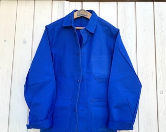 Vintage French Cotton Chore Worker Work Jackets Navy Blue