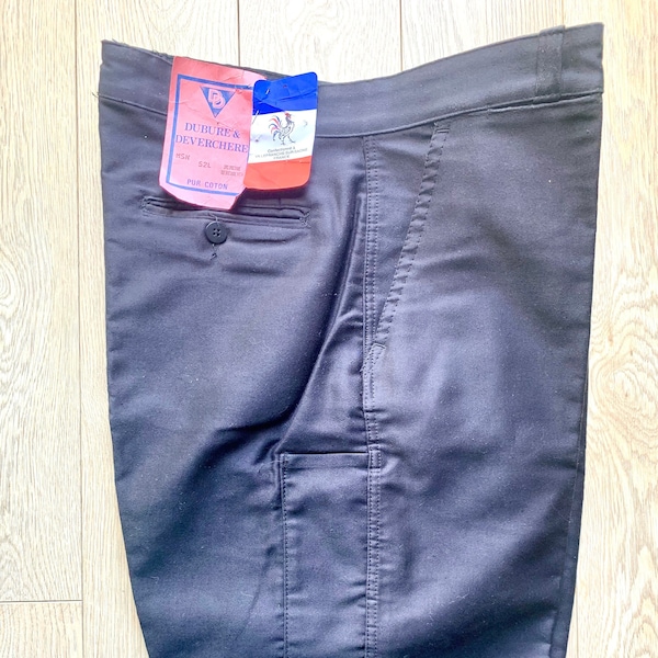 MOLESKIN Black Deadstock French chore pants made in France by Dubure et Deverchere, W39" L32" vintage workwear, painter pants
