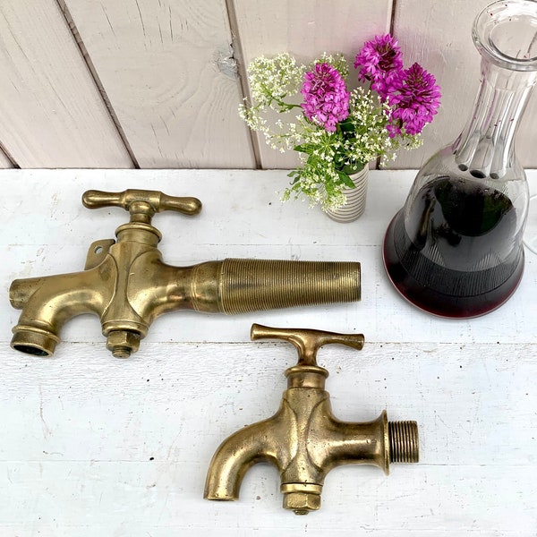 Antique French Brass Spigot, French Wine Barrel Tap, Winery Cask Solid Brass Spigot, Wine bar decor, stamped GARDON A MACON, wine lover gift