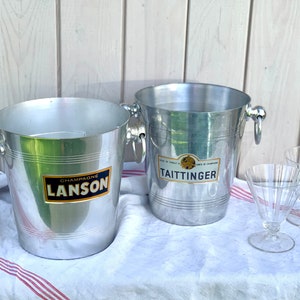 French Champagne Ice Bucket: Retro Bistro Barware, LANSON or TAITTINGER