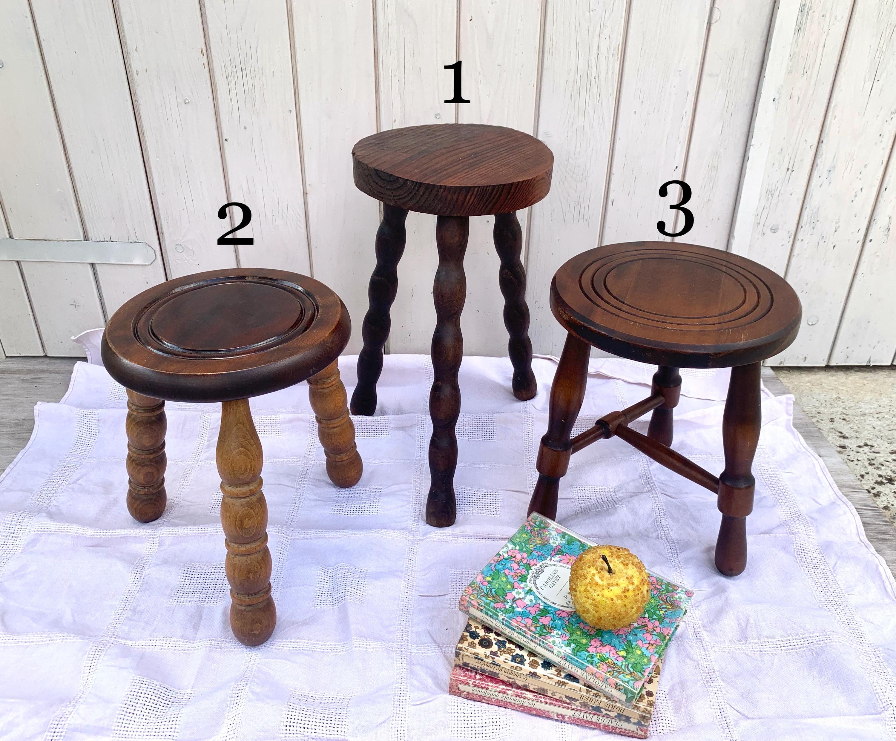 Vintage French Milking Stool: Rustic Country Cottage Plant Stand - Etsy